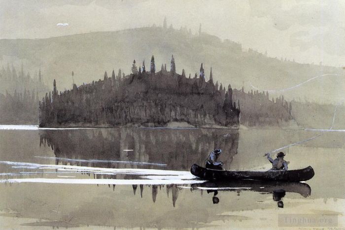 Winslow Homer Andere Malerei - Zwei Männer in einem Kanu