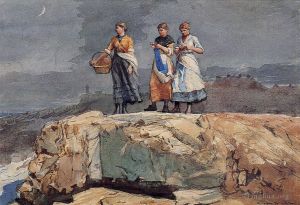 Winslow Homer Werk - Wo sind die Boote, auch bekannt als On the Cliffs?