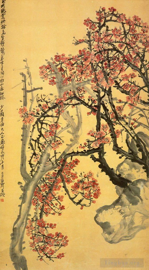 Wu Changshuo Chinesische Kunst - Rote Pflaumenblüte