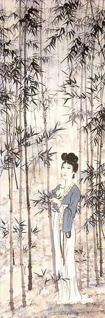 Xu Beihong Chinesische Kunst - Eine Dame im Bambus