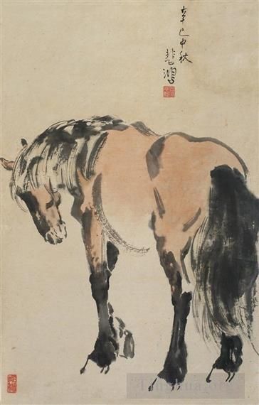 Xu Beihong Chinesische Kunst - Ein stehendes Pferd 1941