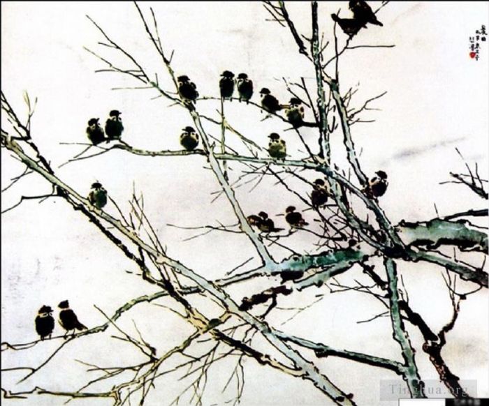 Xu Beihong Chinesische Kunst - Vögel auf Ast