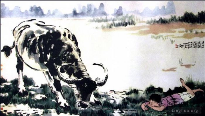Xu Beihong Chinesische Kunst - Corydon und Vieh