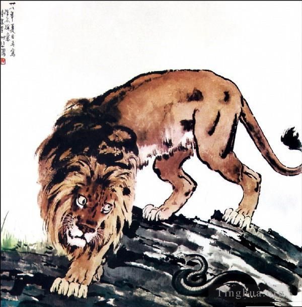 Xu Beihong Chinesische Kunst - Löwe und Schlange