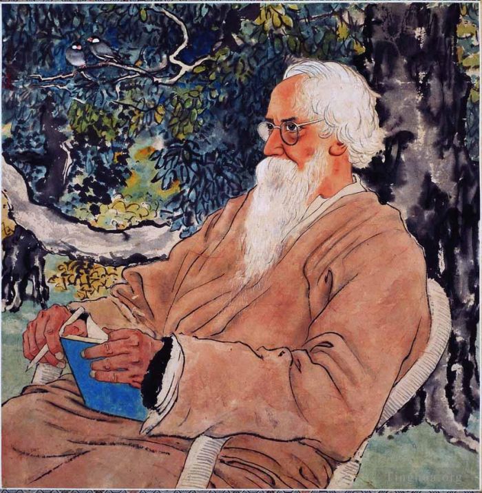 Xu Beihong Chinesische Kunst - Porträt von Rabindranath Tagore