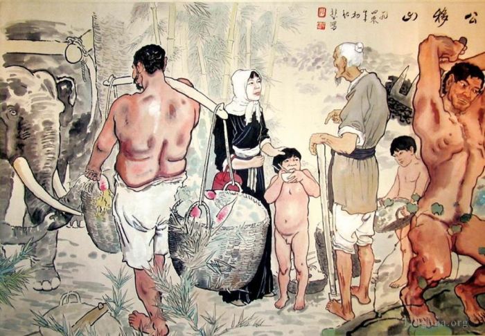 Xu Beihong Chinesische Kunst - Studie für den törichten alten Mann 1940