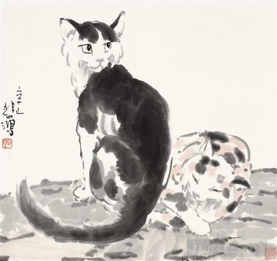 Xu Beihong Chinesische Kunst - Zwei Katzen