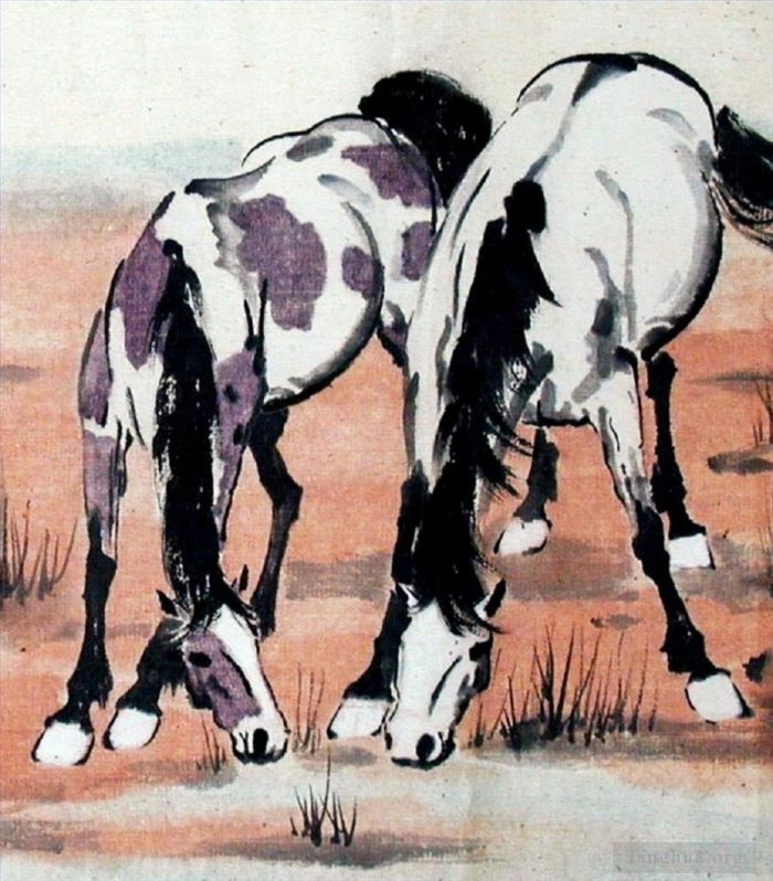 Xu Beihong Chinesische Kunst - Zwei Pferde 1948