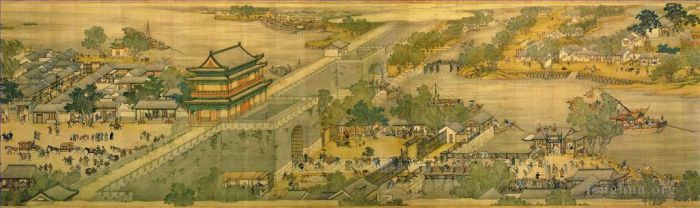 Zhang Zeduan Chinesische Kunst - Qingming Riverside Seene Teil 4